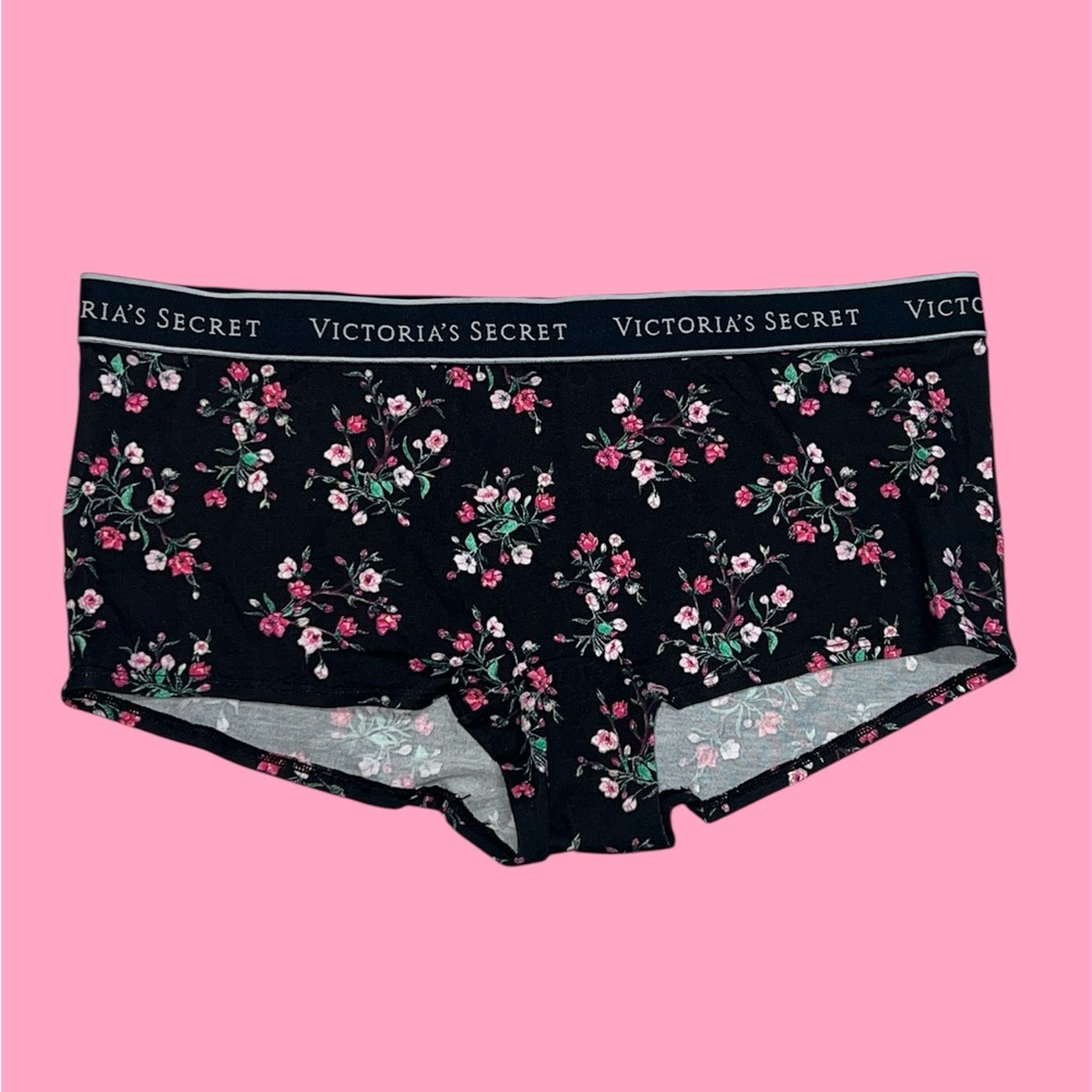PINK Victoria's Secret Black Floral Panties new